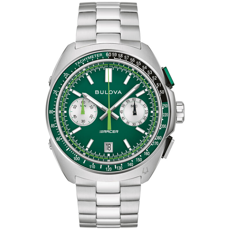 Bulova Racer Chronograph Green Dial Stainless Steel Watch 98B468 image number null