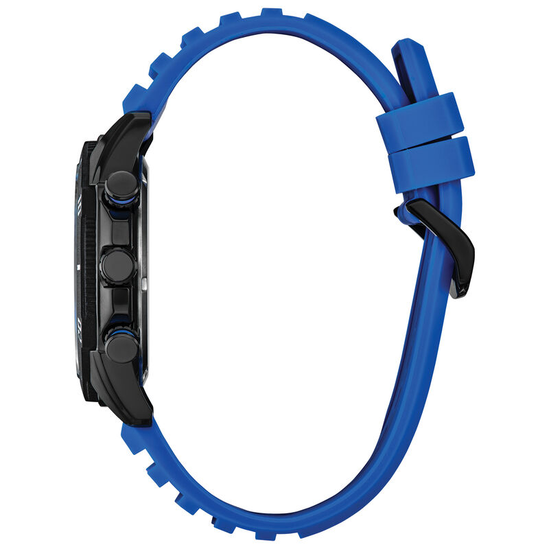 Citizen Men's Brycen Chronograph Black Dial Black IP Blue Rubber Strap 45mm Watch AT2586-05E image number null