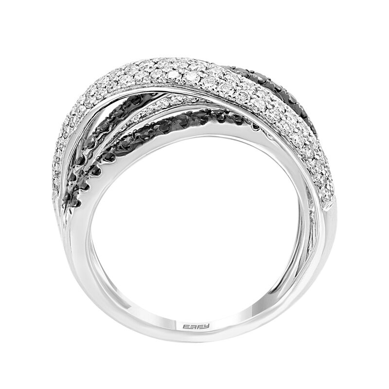 EFFY 2.01ctw. Black White Diamond Drossover Fashion Ring in 14k White Gold image number null