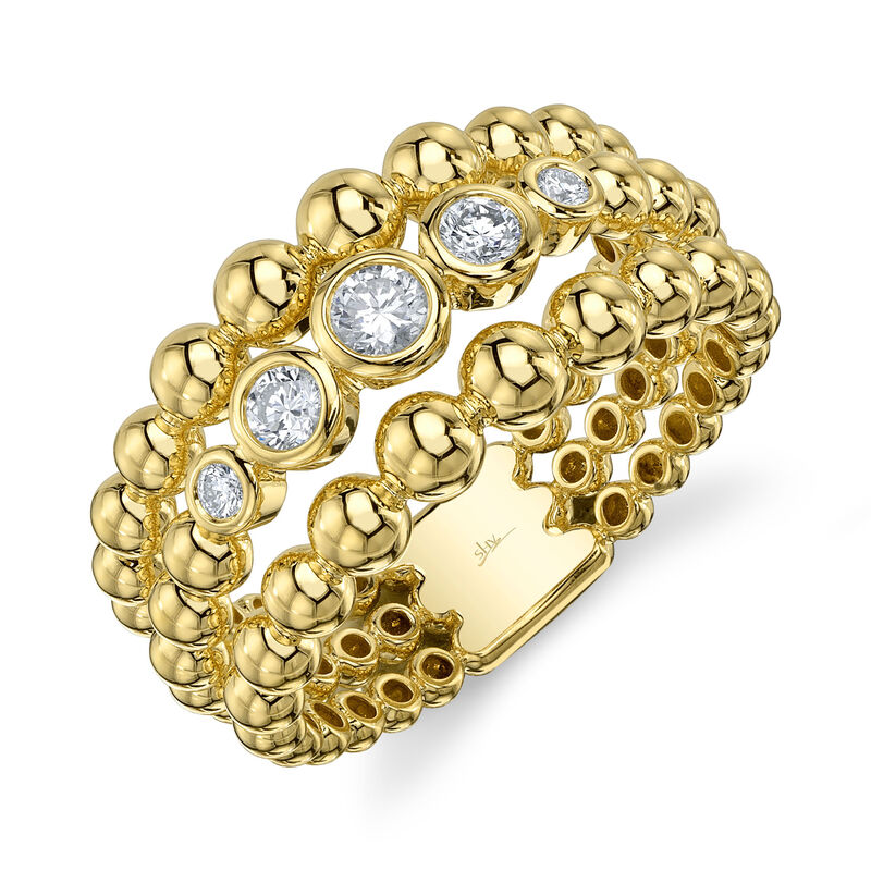 Shy Creation Diamond 1/3ctw. Three Row Bezel Fashion Ring in 14k Yellow Gold image number null