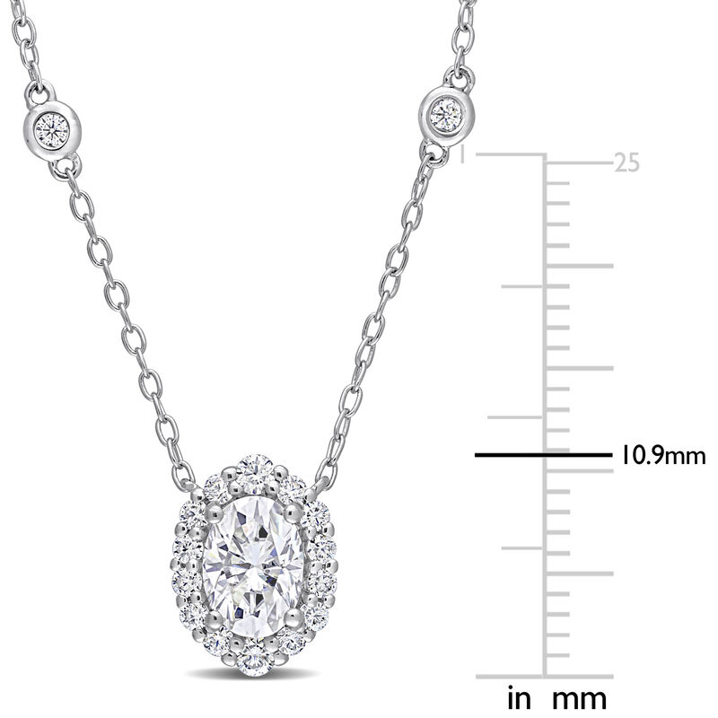 Oval 1 1/2ctw. Created Moissanite Halo Necklace in Sterling Silver image number null