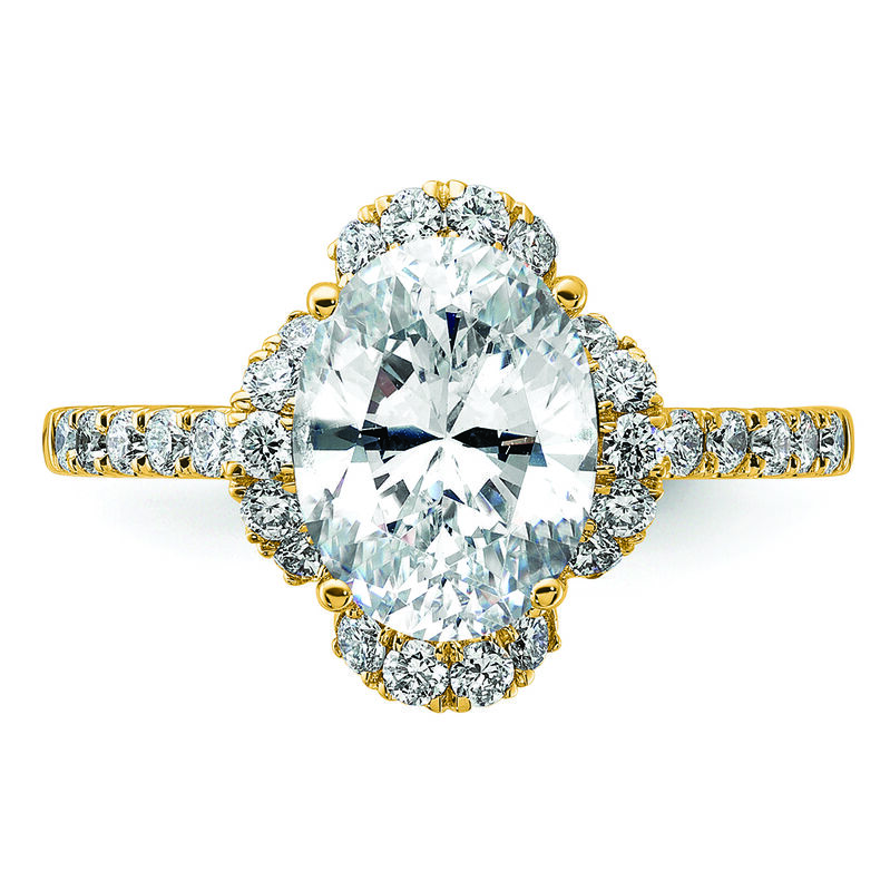 Oval-Cut Lab Grown 1.5ct. Diamond Clover Halo Engagement Ring in 14k Yellow Gold image number null