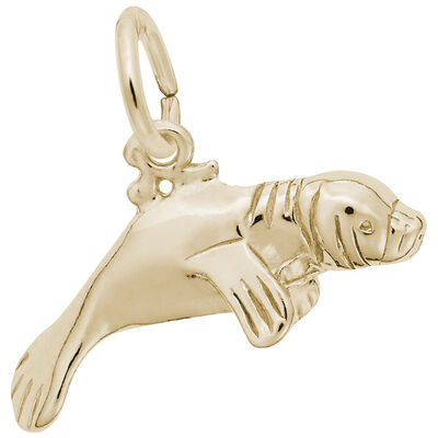 Manatee Charm in 10k Yellow Gold