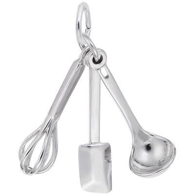 Cooking Utensils Charm in 14K White Gold