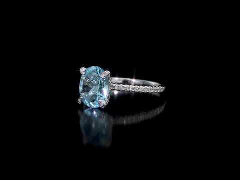 Oval Sky Blue Topaz & Diamond Engagement Ring in 10k White Gold image number null