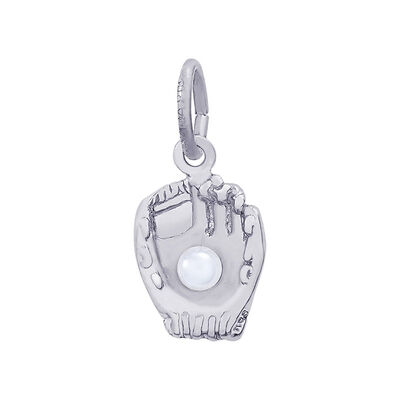 Baseball Mitt with Pearl Sterling Silver Charm