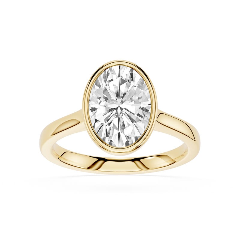 Oval Lab Grown Diamond 2ct. Bezel Solitaire Engagement Ring in 14k Yellow Gold image number null