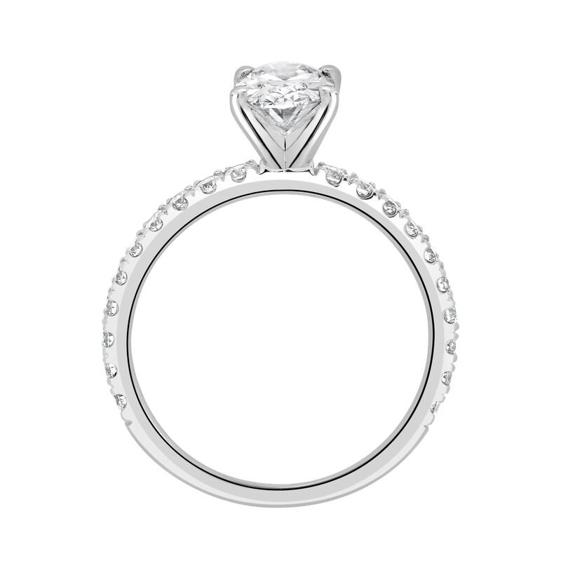 Oval-Cut Lab Grown 1 1/2ctw. Diamond Classic Shank Engagement Ring in 14k White Gold image number null