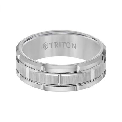 Triton Men's Grey Tungsten Bright Cut Carbide