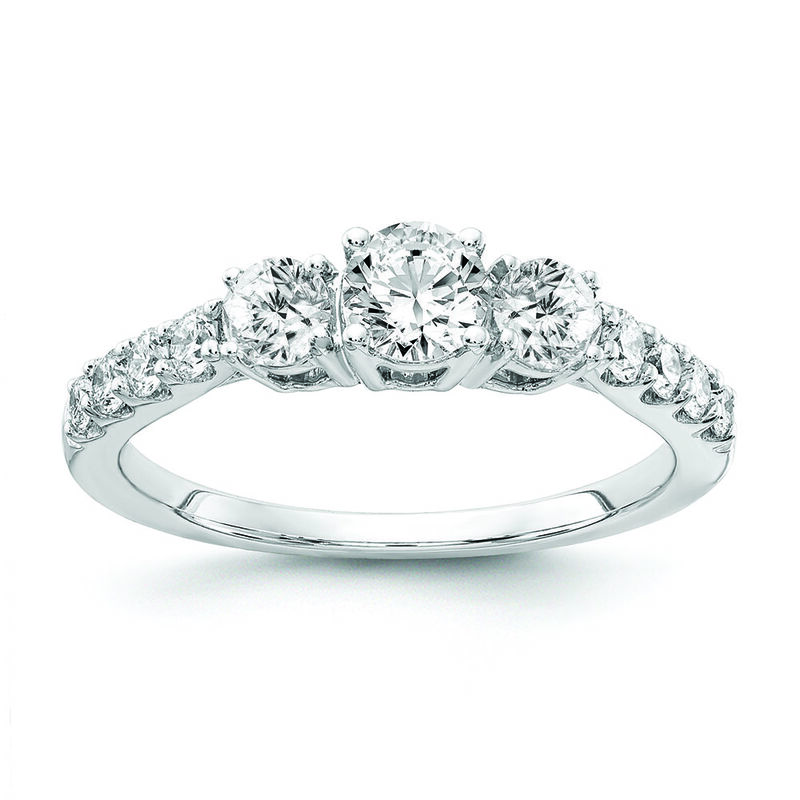 Lab Grown Diamond 2ctw. Three Stone Plus Engagement Ring in 14k White Gold image number null