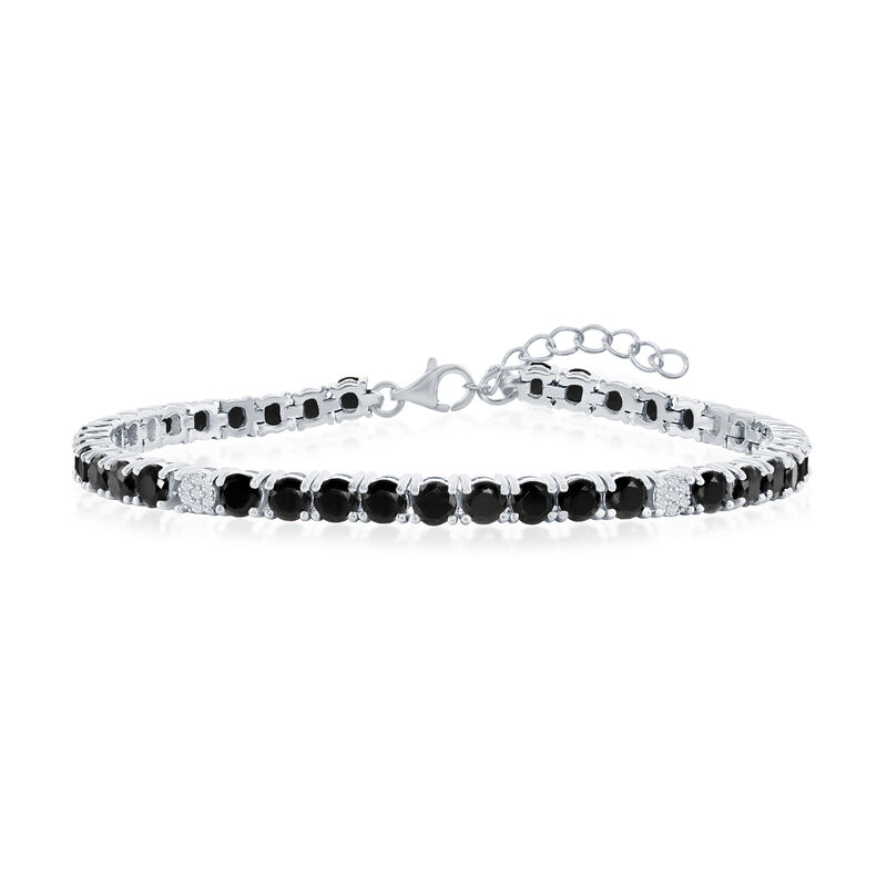 5mm Onyx/Micro Pave Cubic Zirconia 7.5" Tennis Bracelet in Sterling Silver image number null