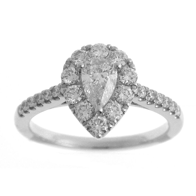 Gemma. Diamond 1+ctw. Pear Halo Engagement Ring in 14k White Gold image number null