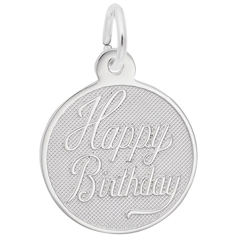 Small Happy Birthday Charm in 14k White Gold image number null