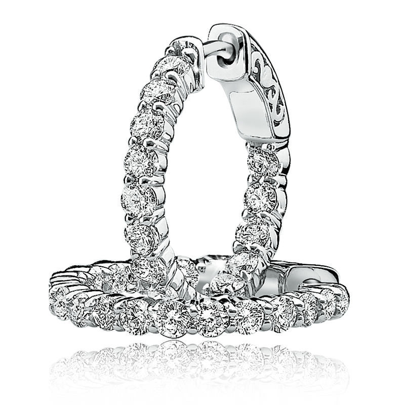 Brilliant-Cut In & Out Diamond Hoop Earrings 3ct. T.W. image number null
