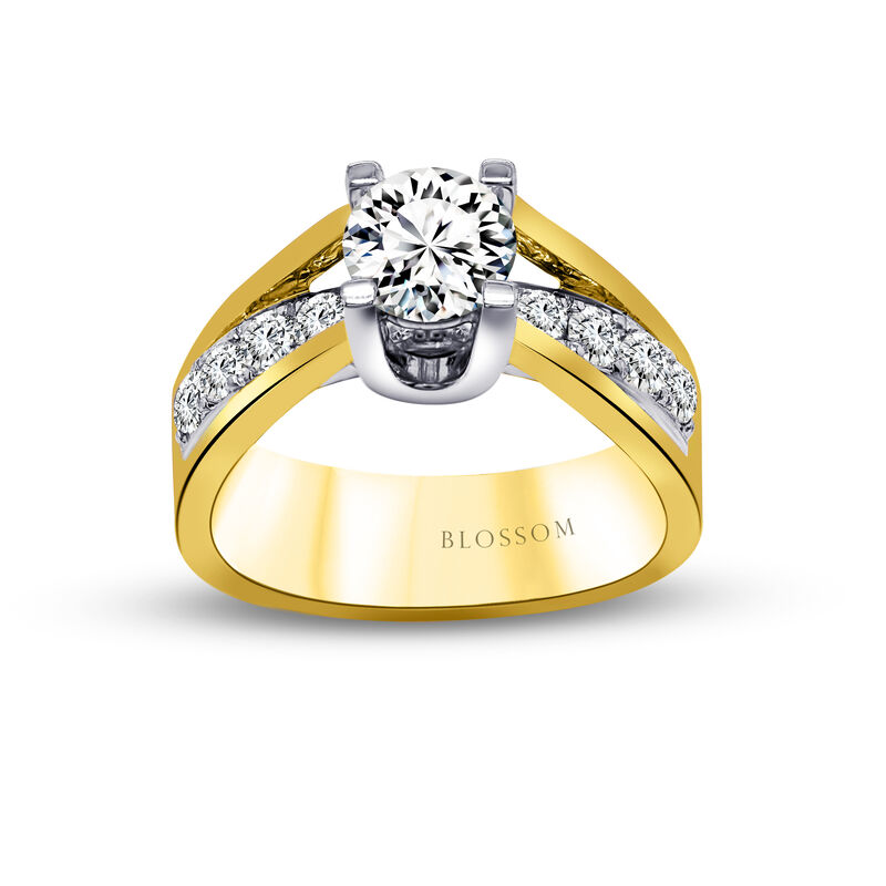 Blossom Cut Round Lab Grown 1.65ctw. Diamond Bridge Over Water Engagement Ring in 14k Two Tone Gold image number null