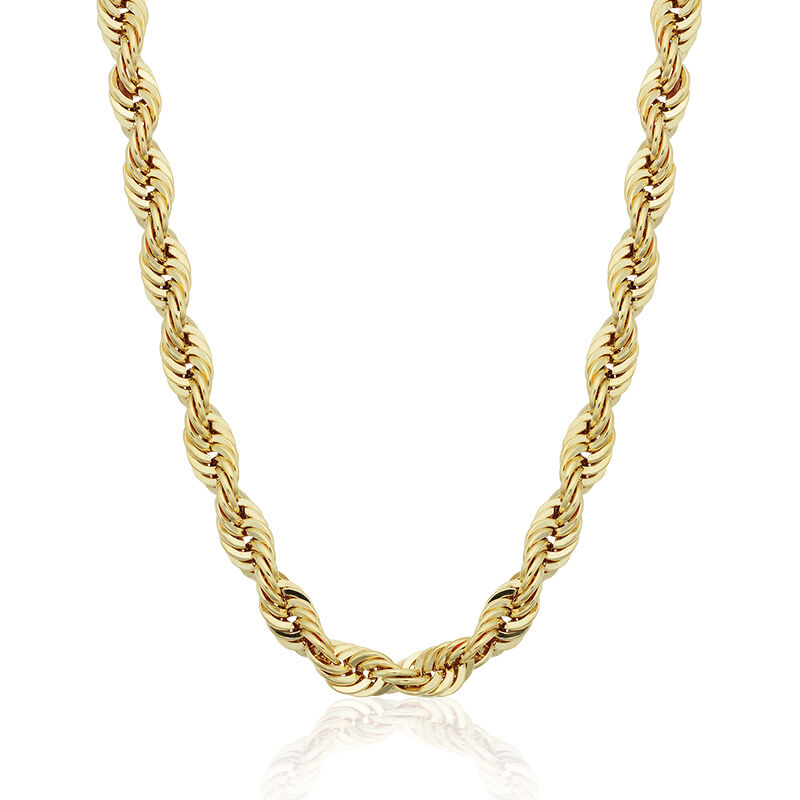 Men's Hollow Rope Chain Necklace in 10k Yellow Gold 24" image number null