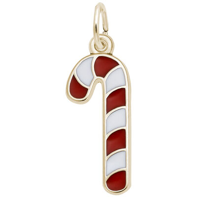 Candy Cane Charm in 14k Yellow Gold
