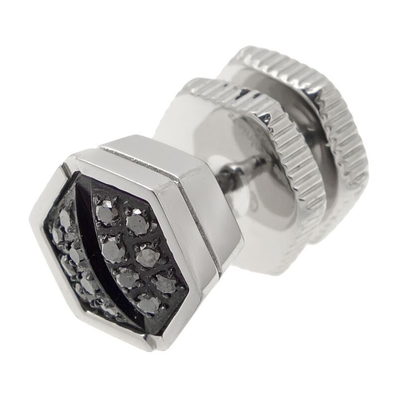 Men's 9mm Black Diamond Hexagon Stud Earring in Stainless Steel image number null