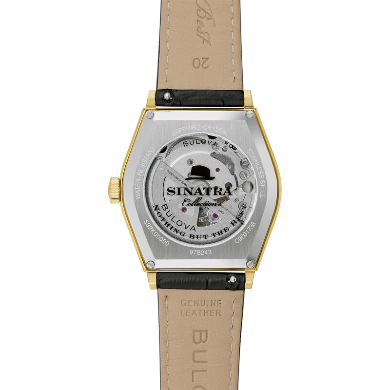 Bulova Frank Sinatra Banker Automatic Silver White Dial Gold Tone 97B243 image number null