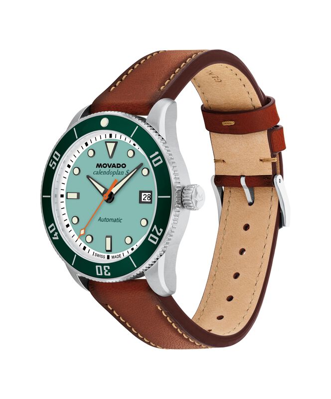 Movado Heritage Calendoplan S Automatic Watch Aqua Lacquer Dial 3650227 image number null