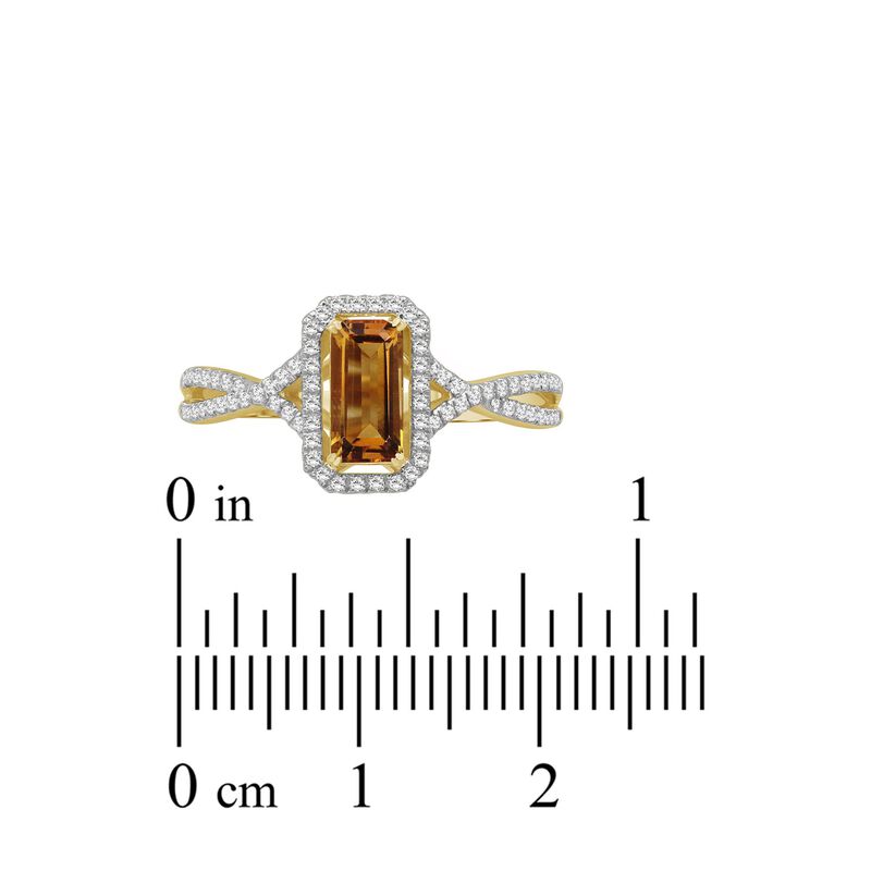 Emerald-Cut Citrine & Diamond Ring in 10k Yellow Gold image number null