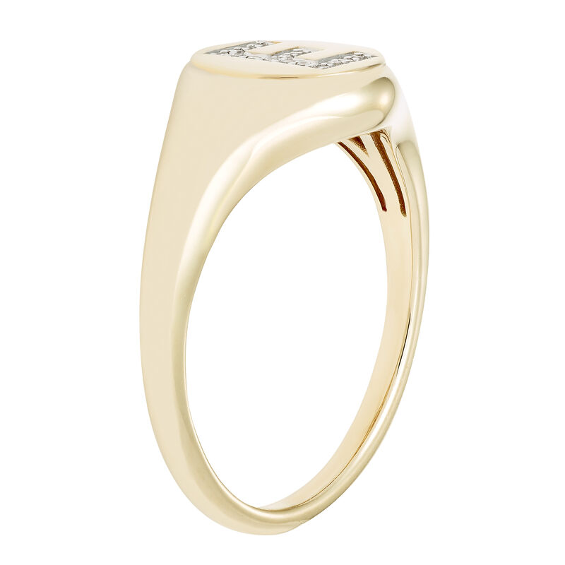 Diamond Initial E Signet Ring in 14k Yellow Gold image number null