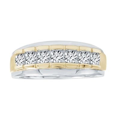 Men's 1ctw. Lab Grown Diamond & 10k Two Tone Gold Wedding Ring