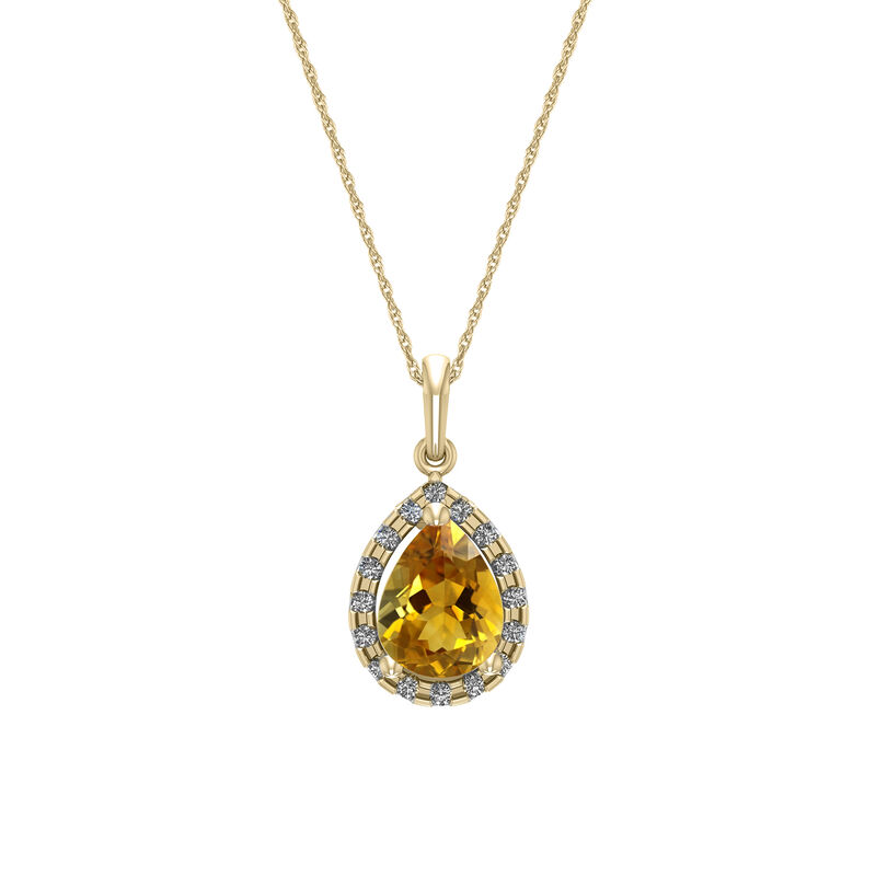 Pear-Shaped Citrine & Diamond Pendant in 10k Yellow Gold image number null