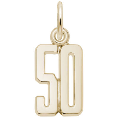 Number 50 Charm in 14k Yellow Gold