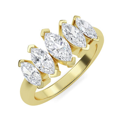 Marquise-Cut Lab Grown 1 5/8ctw. Diamond 5-Stone Band in 14k Yellow Gold