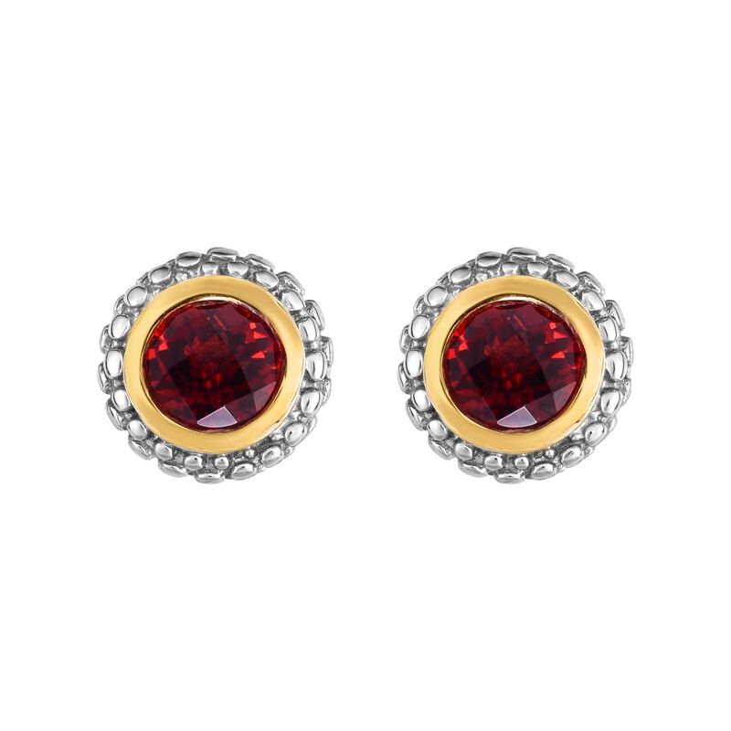 Garnet Double Halo Earrings in Sterling Silver   image number null