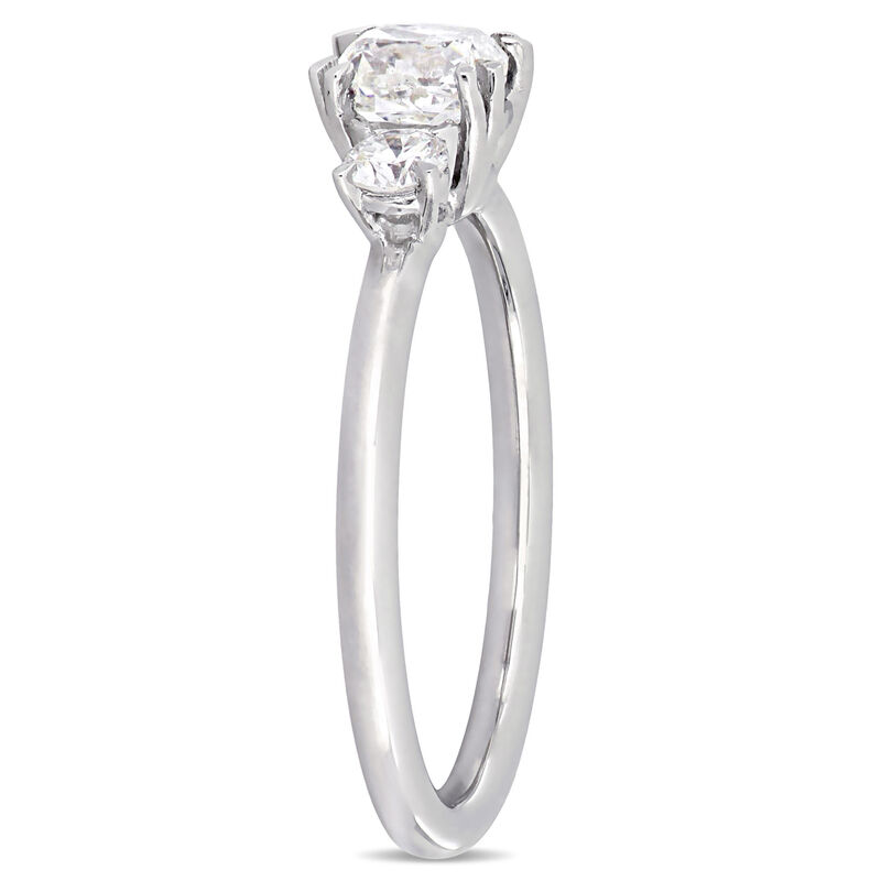 Three-Stone Cushion & Round 1ctw. Diamond Engagement Ring in 14k White Gold image number null