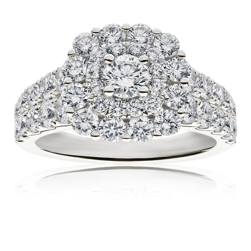 Lacy. Multi-Cluster Diamond 2ctw. Halo Engagement Ring in 14k White Gold image number null