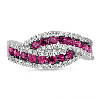 Ruby and Diamond Anniversary Ring 1/3ctw in 14k White Gold