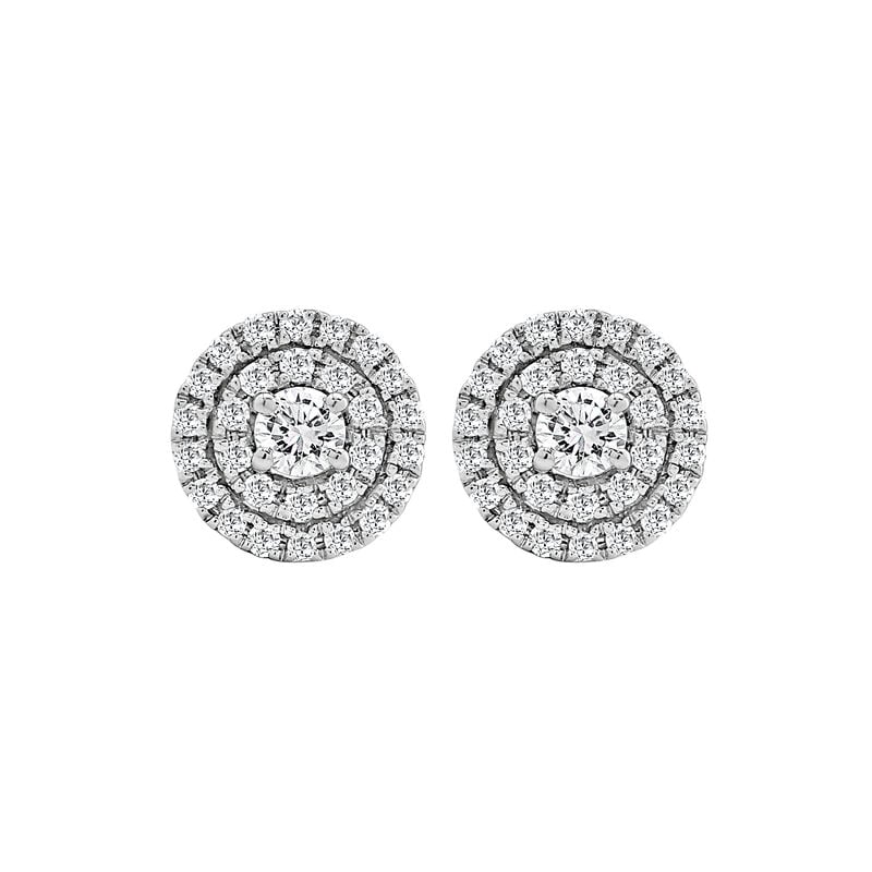 Lab Grown Diamond 1/4ctw. Double Halo Stud Earrings in 14k White Gold image number null