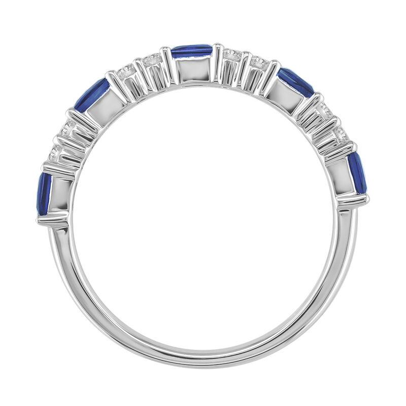 Baguette-Cut Sapphire & Diamond Band in 10k White Gold image number null