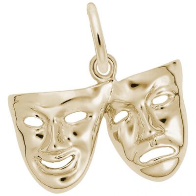 Comedy & Tragedy Mask Charm in Gold Plated Sterling Silver