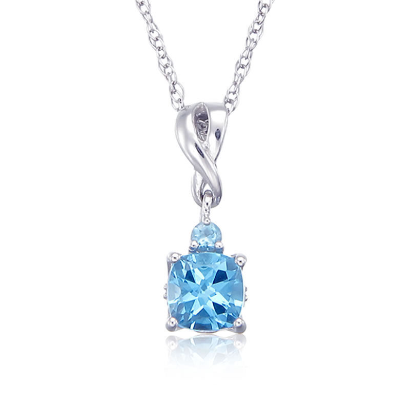 Blue Topaz Pendant with Diamond Accent in Sterling Silver image number null