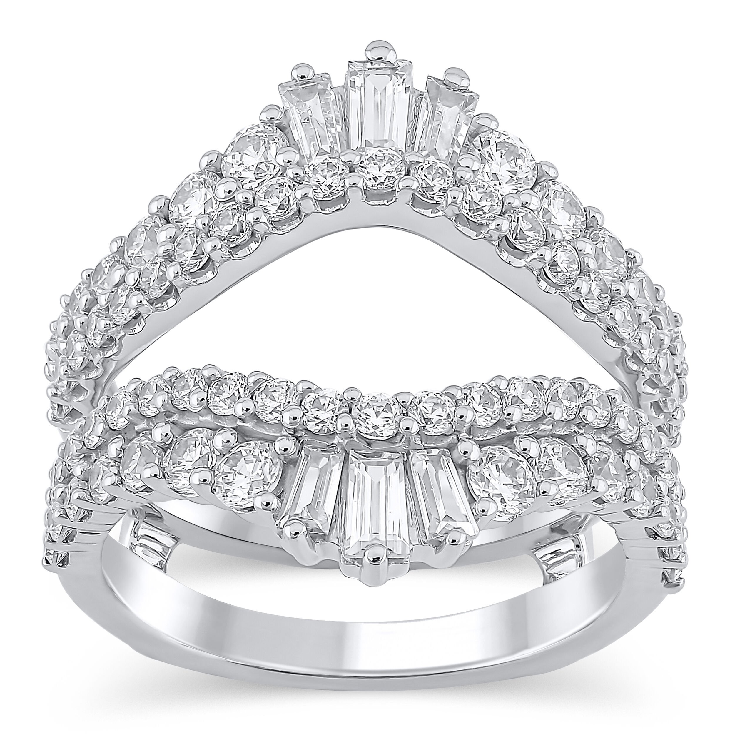 14k White Gold Baguette Diamond Men's Comfort Fit Wedding Band Ring (1 14K White Gold 5 Row Round and Baguette Diamond Ring \u2013 Long\u0027s Jewelers