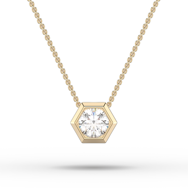 Brilliant-Cut 3/4ctw. Lab Grown Diamond Hexagon Bezel Pendant in 14k Yellow Gold image number null