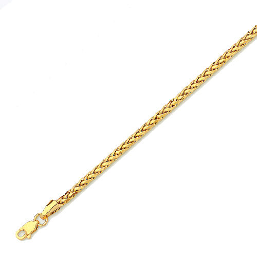 10k Real Yellow Gold Palm Pattern Chain Necklace 3mm 26 Inches Unisex