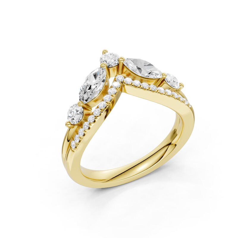 Lab Grown Diamond 3/4ctw. Marquise & Round Contour Wedding Band in 14k Yellow Gold image number null