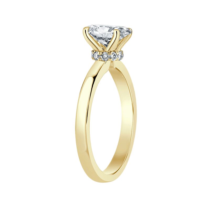 Oval-Cut Lab Grown 3/4ctw. EF VS Diamond Ribbon Halo Solitaire Engagement Ring in 14k Yellow Gold image number null