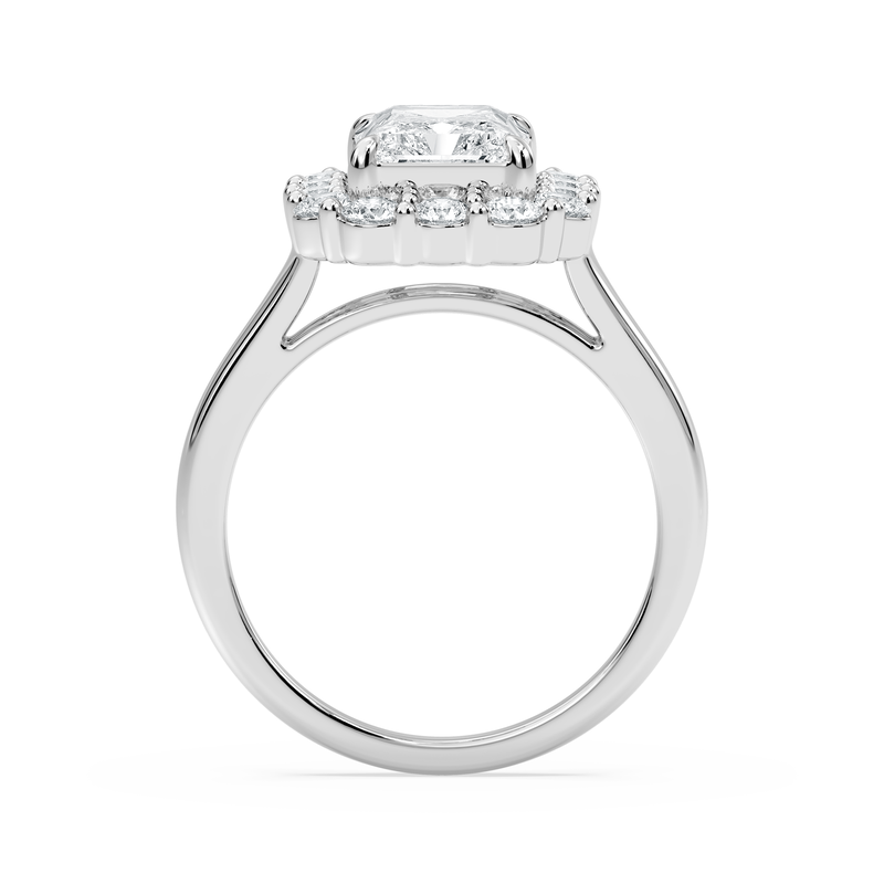 Radiant Lab Grown Diamond 4ctw. Halo Engagement Ring in 14k White Gold image number null