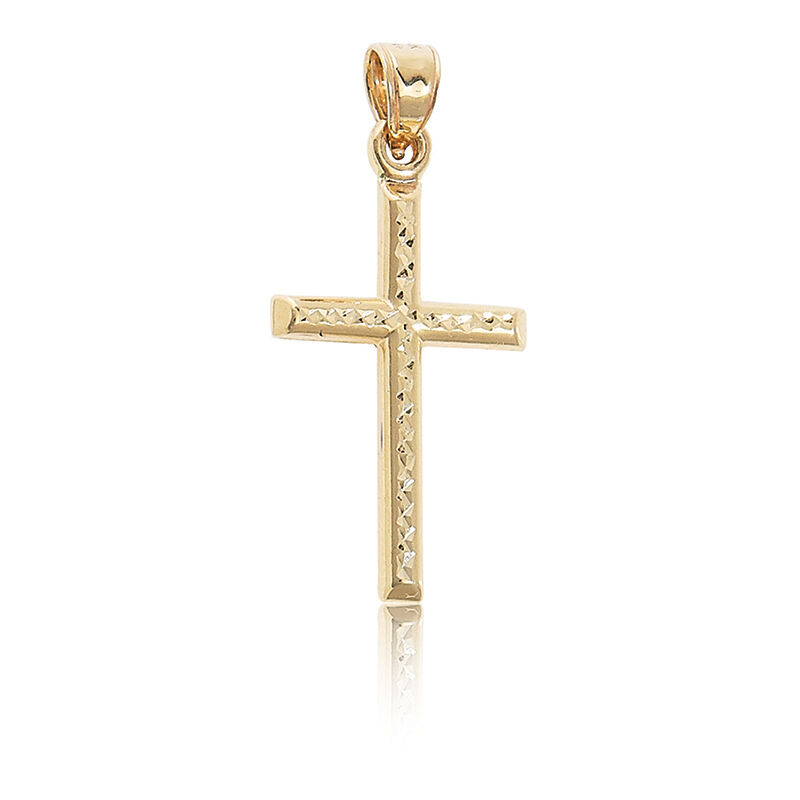 Diamond-Cut Design Cross in 14k Yellow Gold image number null