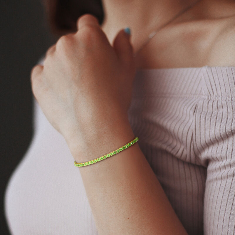 Peridot Tennis Bracelet in Gold Plated image number null