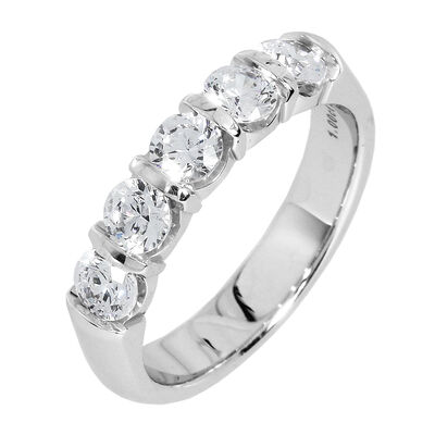 Diamond 5-Stone 1 ctw. Wedding Band in 14K White Gold (GH, SI)