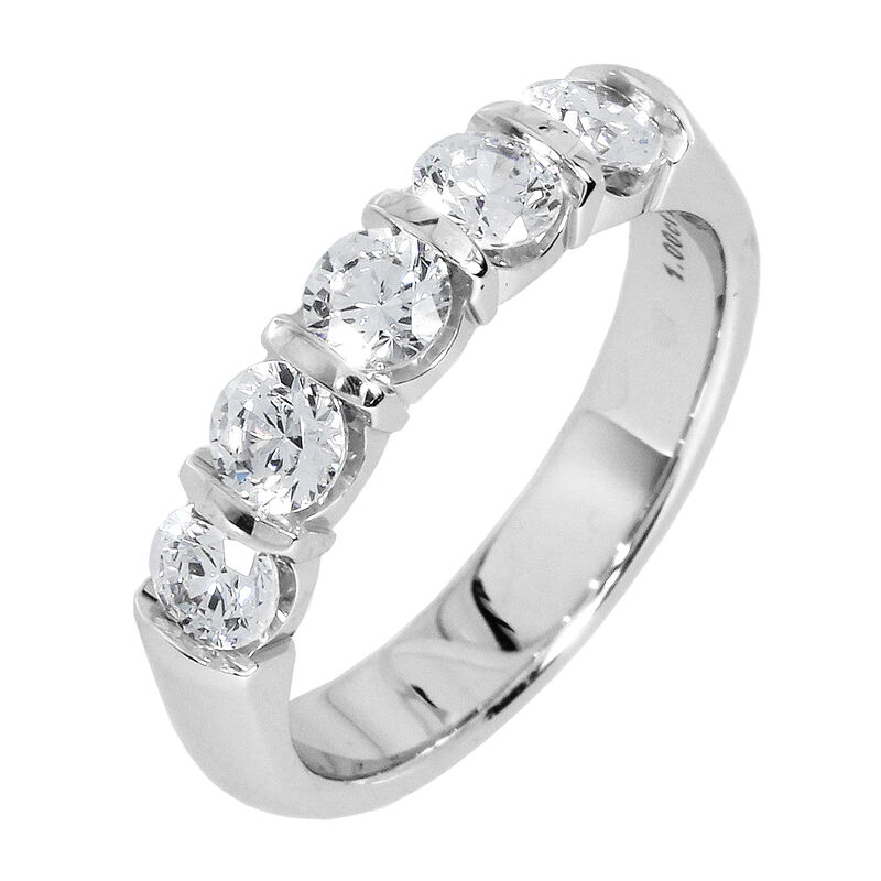 Diamond 5-Stone 1 ctw. Wedding Band in 14K White Gold (GH, SI) image number null