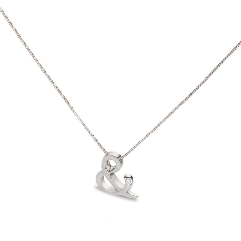 Signature Diamond Ampersand Necklace in Sterling Silver image number null