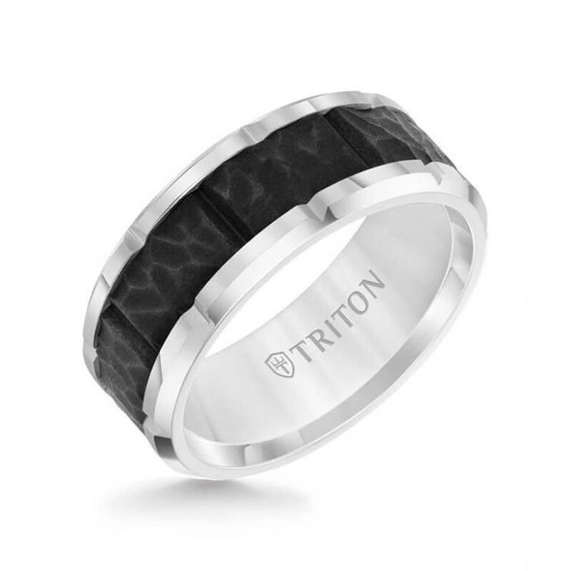 Triton White Tungsten Black Matte Center Wedding Band image number null